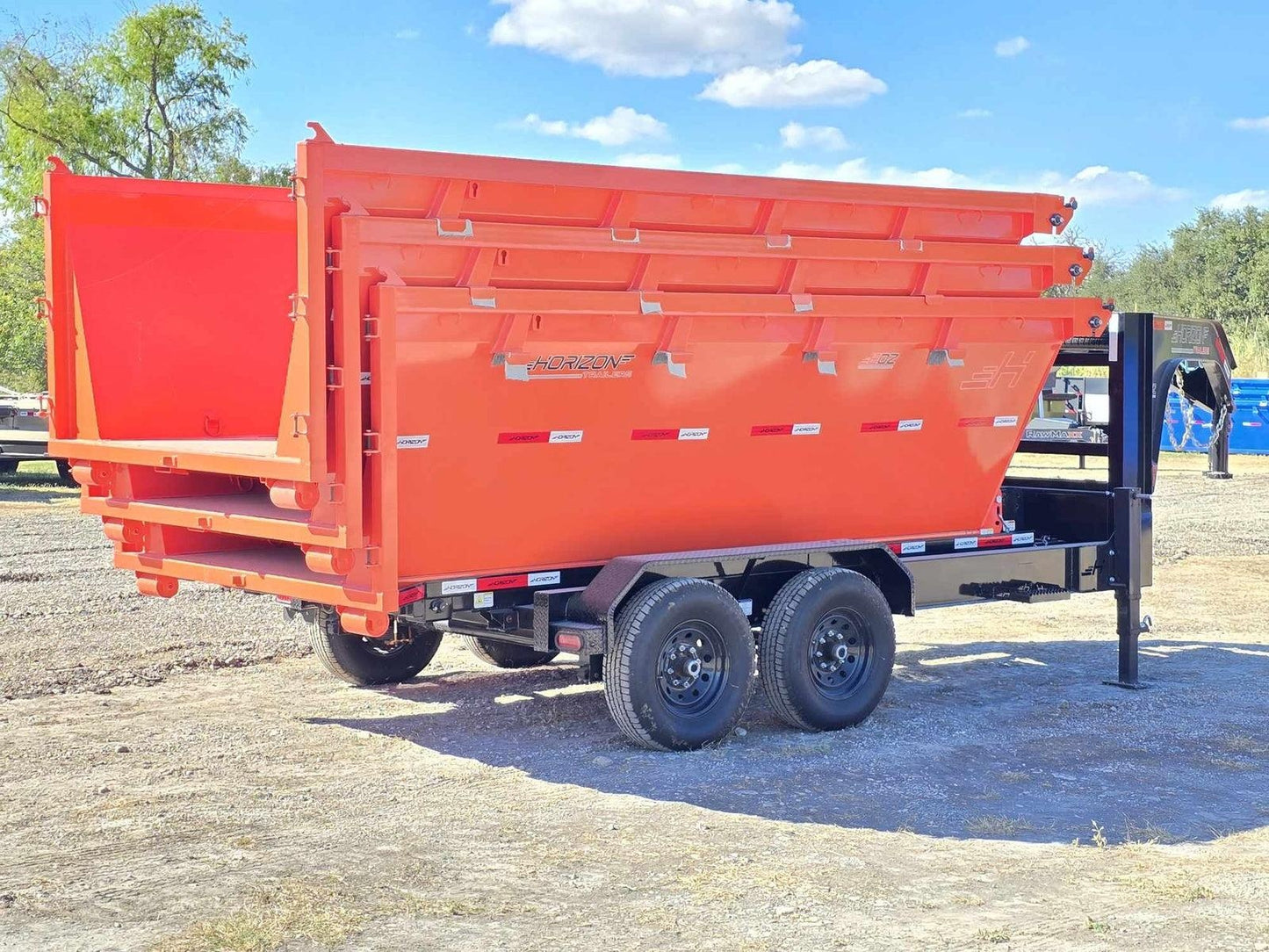 Horizon 14' RDZ GN Roll off Bundle (2) 7k Axles + 3 Bins w/ 4' Walls HZN14GN7K4FTEDZ3ORANGEAL - Ghost ROP - Stryker Dealership Group