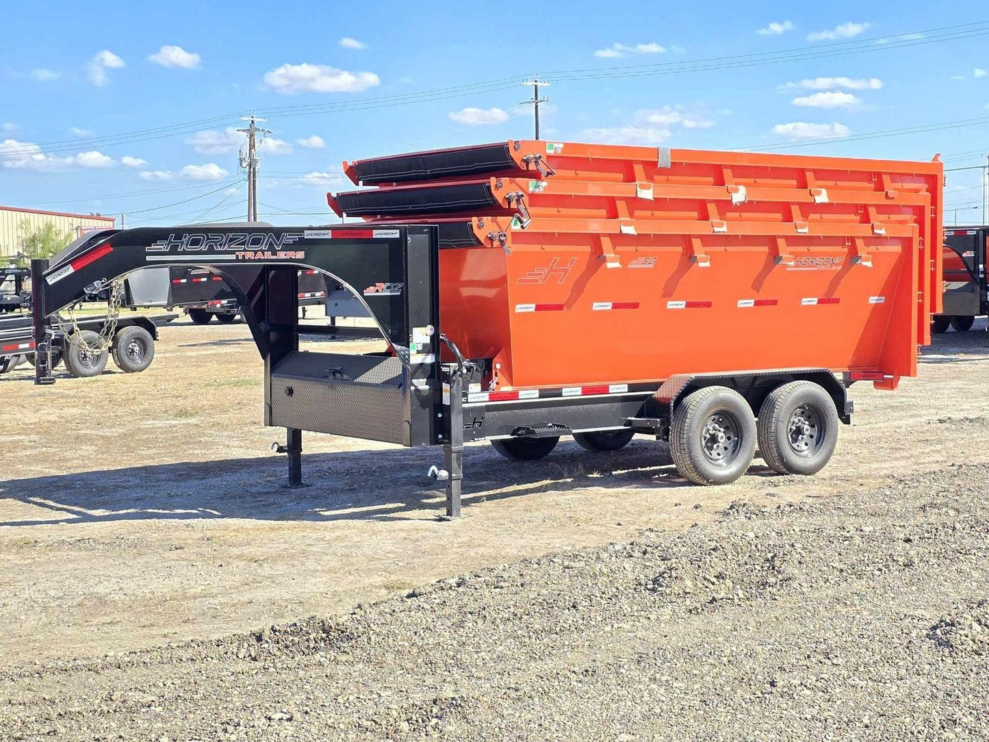 Horizon 14' RDZ GN Roll off Bundle (2) 7k Axles + 3 Bins w/ 4' Walls HZN14GN7K4FTEDZ3ORANGETX - Ghost ROP - Stryker Dealership Group