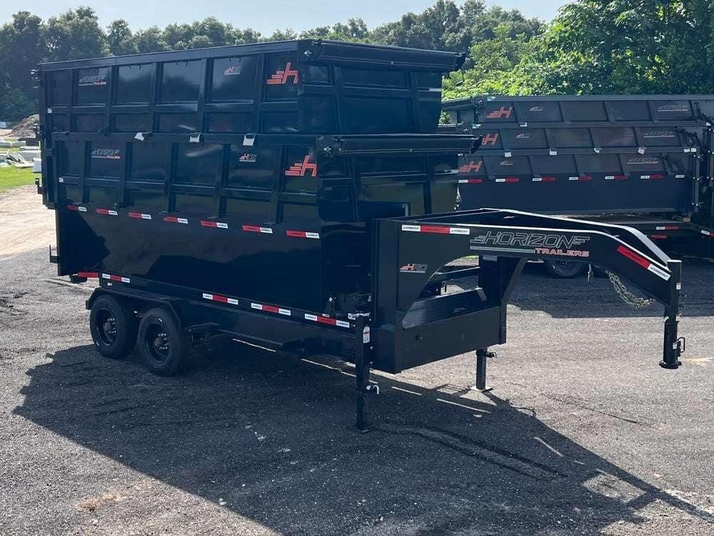 Horizon 16' HRD GN Roll off Bundle (2) 10k Axles + 2 Bins w/ 6' Walls HZN16GN10K6FTEDZ3BLKTX - Ghost ROP - Stryker Dealership Group