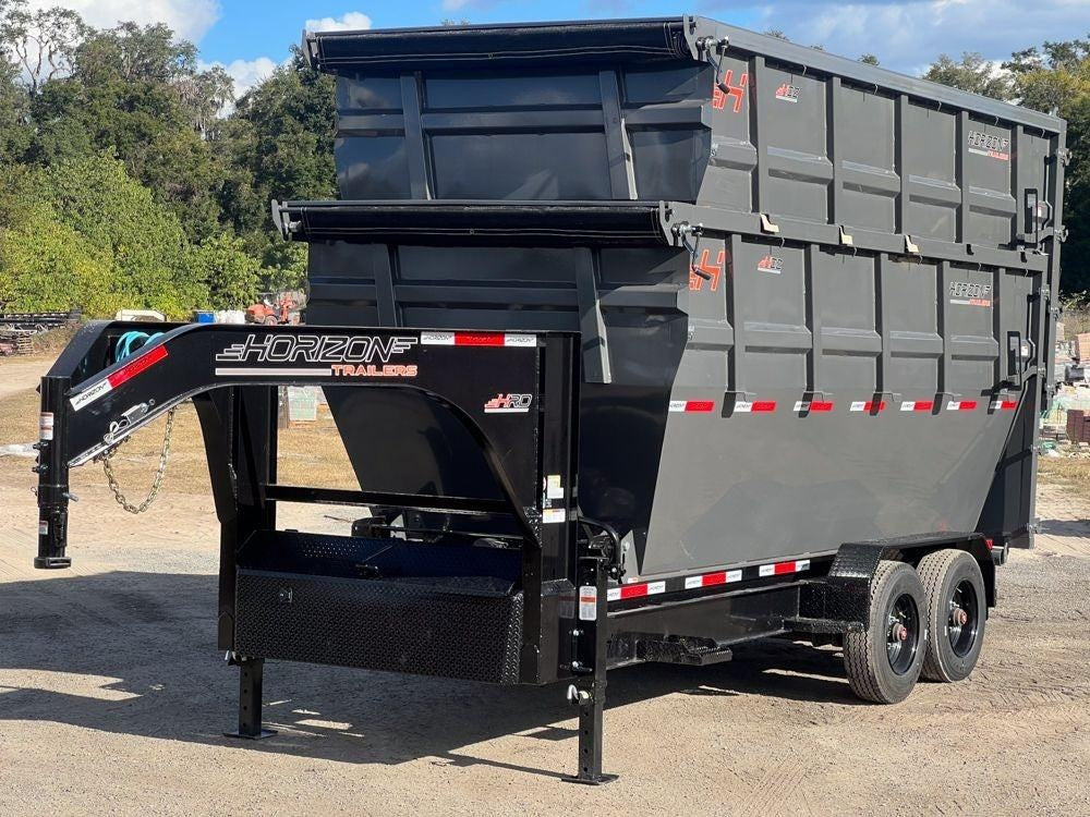 Horizon 16' HRD GN Roll off Bundle (2) 10k Axles + 2 Bins w/ 6' Walls HZN16GN10K6FTEDZ3GrayAL - Ghost ROP - Stryker Dealership Group