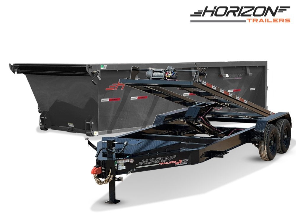 Horizon 16' RDZ BP Roll off Bundle (2) 7k Axles + 1 Bin w/ 4' Walls - Roll Off Packages/RO 16' Bumper Pull - Stryker Dealership Group