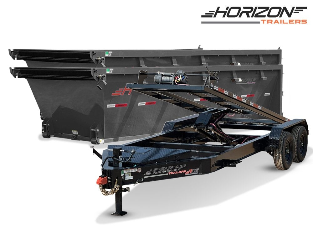 Horizon 16' RDZ BP Roll off Bundle (2) 7k Axles + 2 Bins w/ 4' Walls - Roll Off Packages/RO 16' Bumper Pull - Stryker Dealership Group