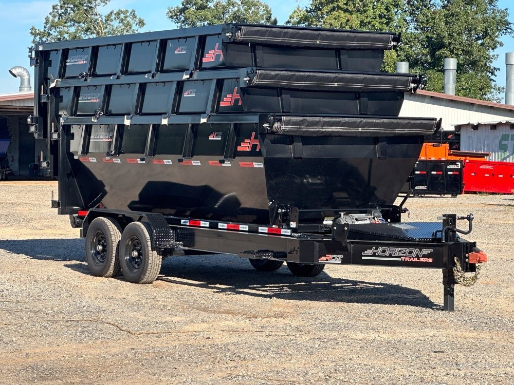 Horizon 16' RDZ BP Roll off Bundle (2) 7k Axles + 3 Bins w/ 4' Walls - Roll Off Packages/RO 16' Bumper Pull - Stryker Dealership Group