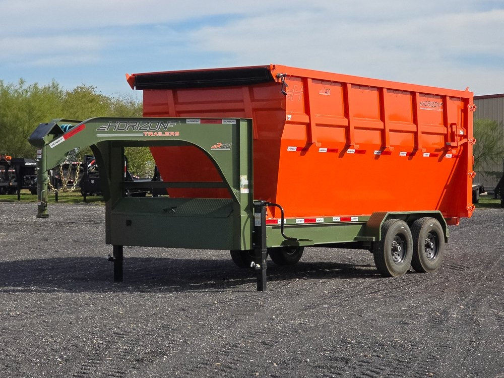 Horizon 16' RDZ GN Roll off Bundle (2) 7k Axles + 1 Bin w/ 6' Walls - Roll Off Packages - RO 16' Gooseneck - Stryker Dealership Group