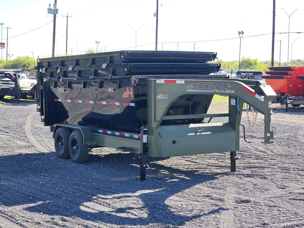 Horizon 16' RDZ GN Roll off Bundle (2) 7k Axles + 3 Bins w/ 4' Walls - Roll Off Packages/RO 16' Gooseneck - Stryker Dealership Group