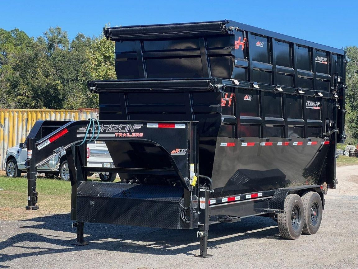 Horizon 16' RDZ GN Roll off Bundle (2) 8k Axles + 2 Bins w/ 6' Walls HZN16GN8K6FTEDZ3BLKFL - Ghost ROP - Stryker Dealership Group
