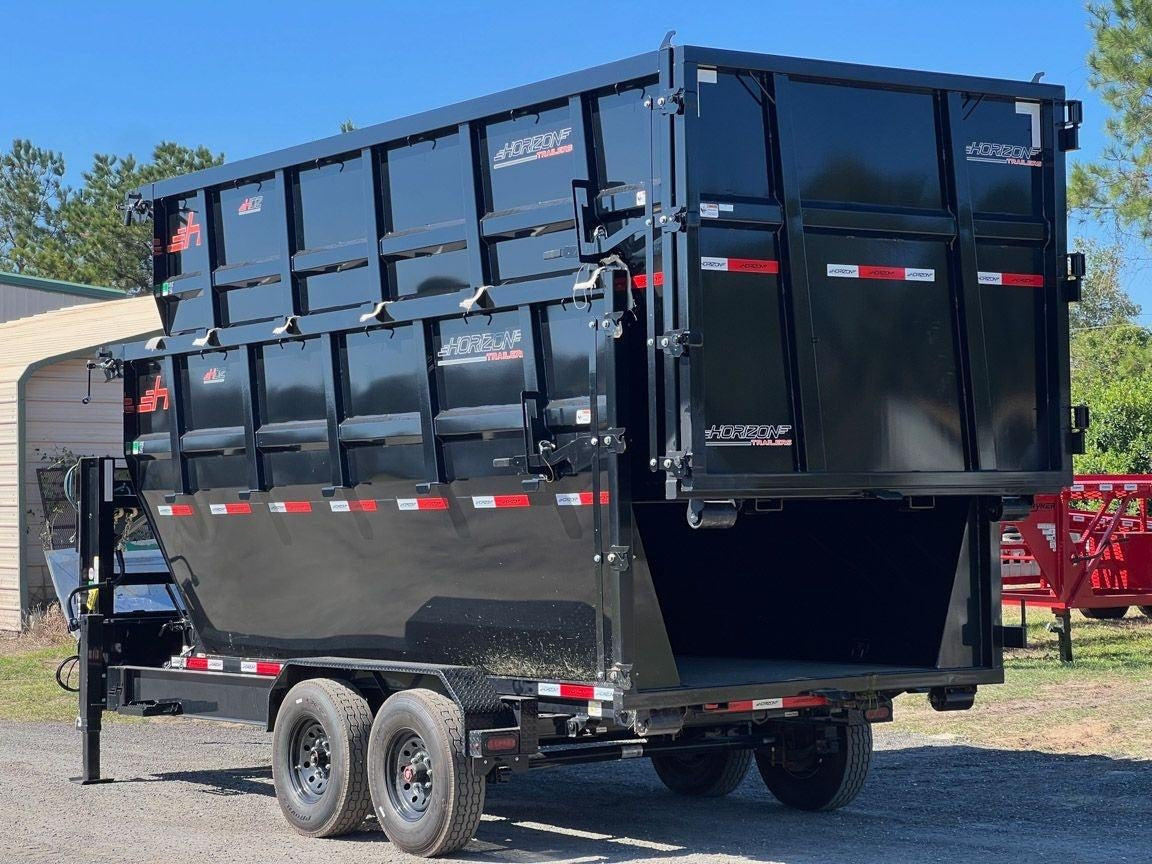 Horizon 16' RDZ GN Roll off Bundle (2) 8k Axles + 2 Bins w/ 6' Walls HZN16GN8K6FTEDZ3BLKFL - Ghost ROP - Stryker Dealership Group