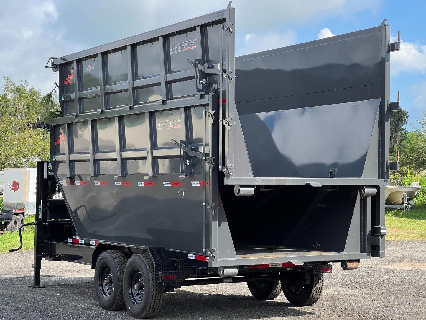 Horizon 16' RDZ GN Roll off Bundle (2) 8k Axles + 2 Bins w/ 6' Walls HZN16GN8K6FTEDZ3GrayFL - Ghost ROP - Stryker Dealership Group