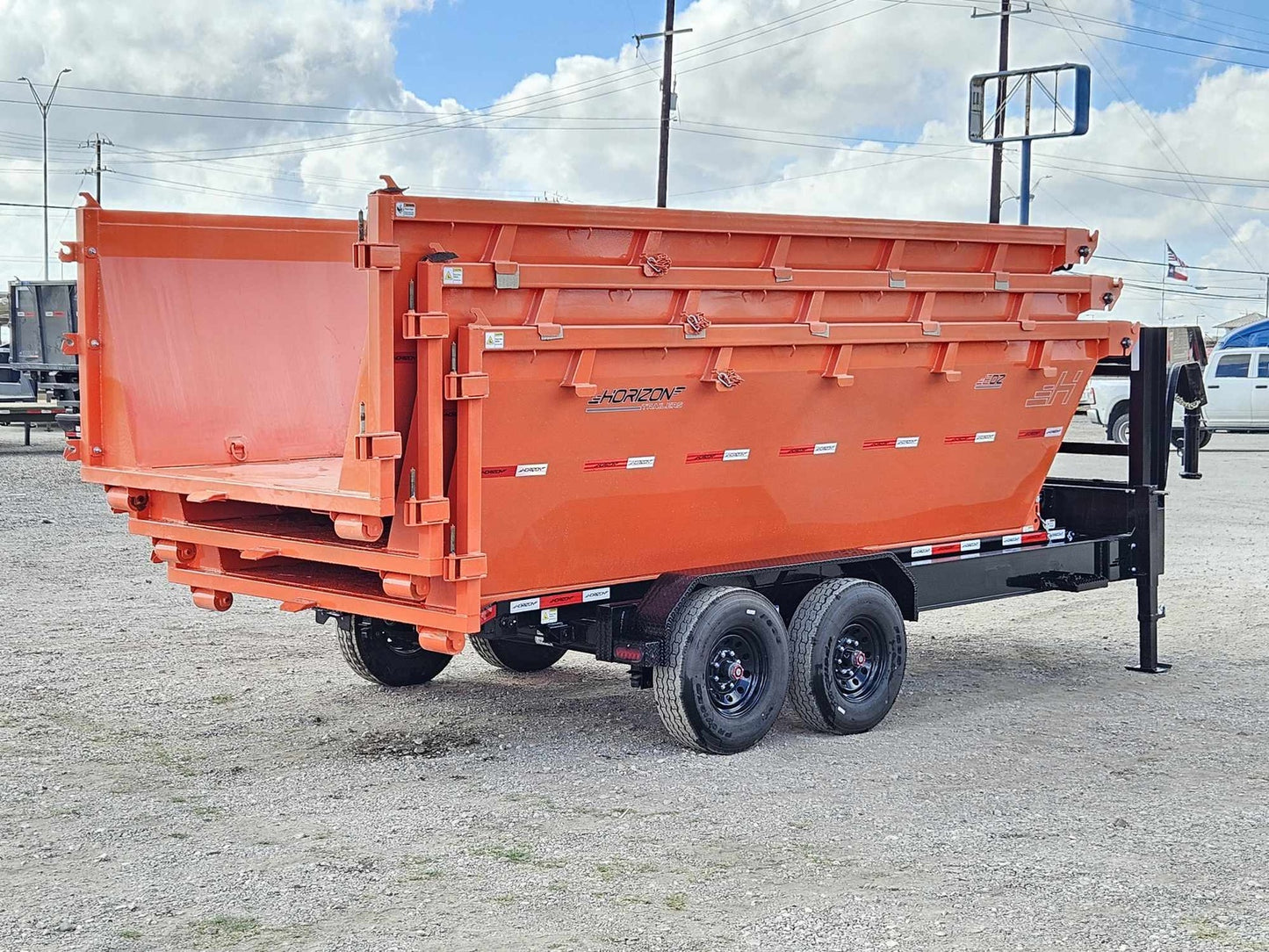 Horizon 16' RDZ GN Roll off Bundle (2) 8k Axles + 3 Bins w/ 4' Walls HZN16GN8K4FTEDZ3ORANGEFL - Ghost ROP - Stryker Dealership Group