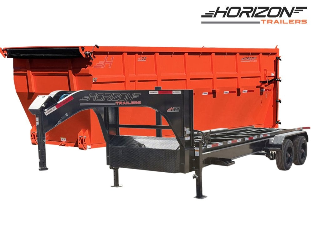 Horizon 20' HRD GN Roll off Bundle (2) 10k Axles + 1 Bin w/ 6' Walls - Roll Off Packages/RO 20' Gooseneck - Stryker Dealership Group