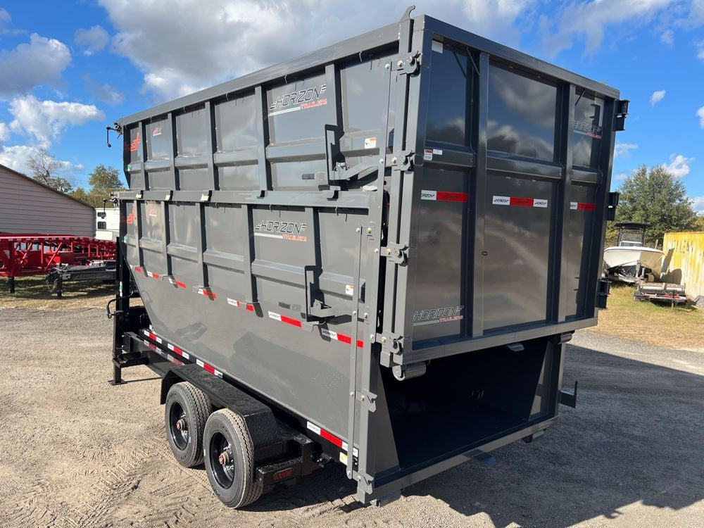 Horizon 20' HRD GN Roll off Bundle (2) 10k Axles + 2 Bins w/ 6' Walls HZN20GN10K6FTEDZ3GrayAL - Ghost ROP - Stryker Dealership Group