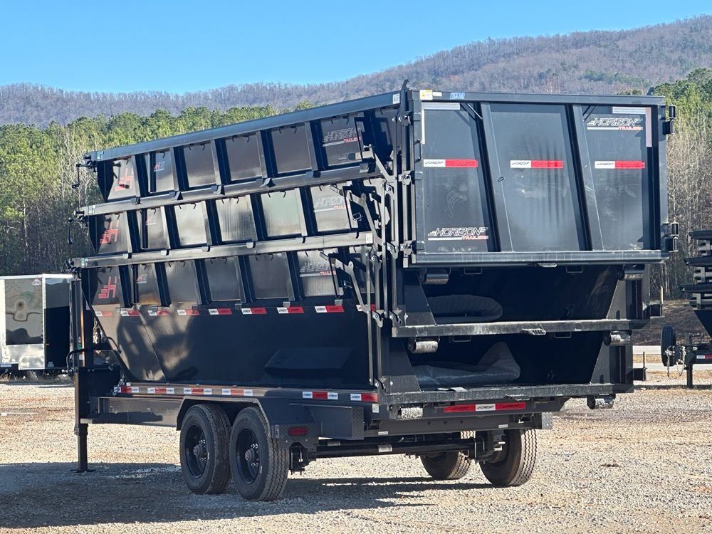 Horizon 20' HRD GN Roll off Bundle (2) 10k Axles + 3 Bins w/ 4' Walls HZN20GN10K4FTEDZ3BLKFL - Ghost ROP - Stryker Dealership Group