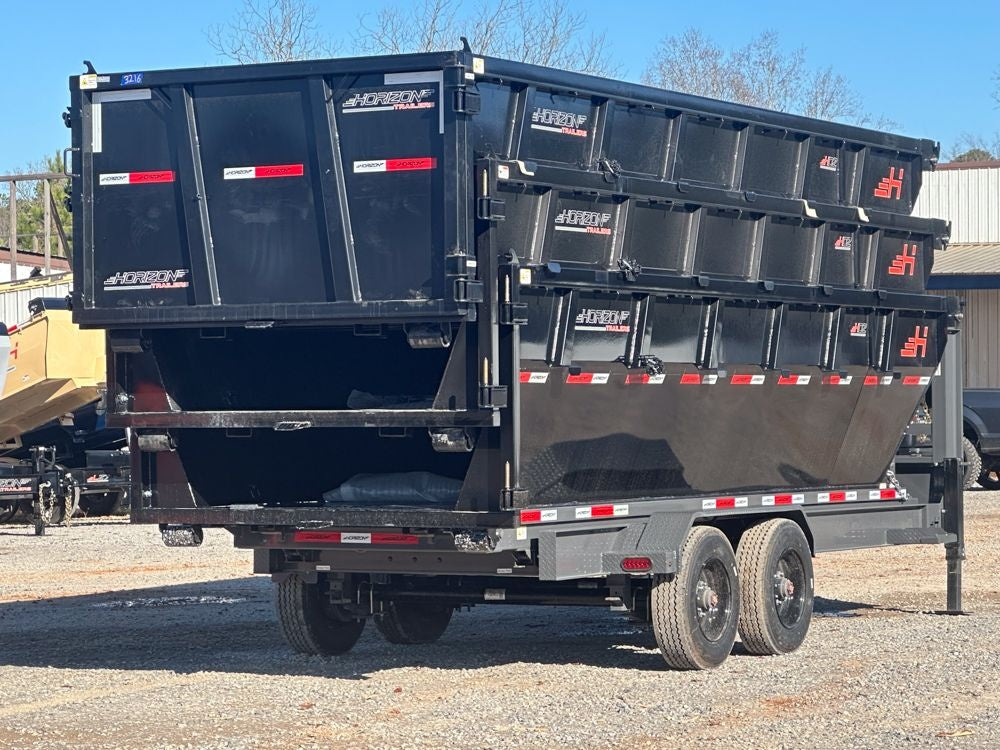 Horizon 20' HRD GN Roll off Bundle (2) 10k Axles + 3 Bins w/ 4' Walls HZN20GN10K4FTEDZ3BLKFL - Ghost ROP - Stryker Dealership Group