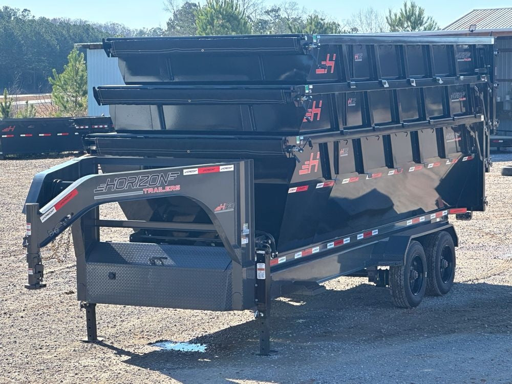 Horizon 20' HRD GN Roll off Bundle (2) 10k Axles + 3 Bins w/ 4' Walls HZN20GN10K4FTEDZ3BLKMI - Ghost ROP - Stryker Dealership Group