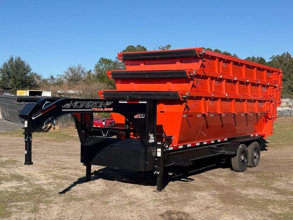 Horizon 20' HRD GN Roll off Bundle (2) 10k Axles + 3 Bins w/ 4' Walls HZN20GN10K4FTEDZ3ORANGEFL - Ghost ROP - Stryker Dealership Group