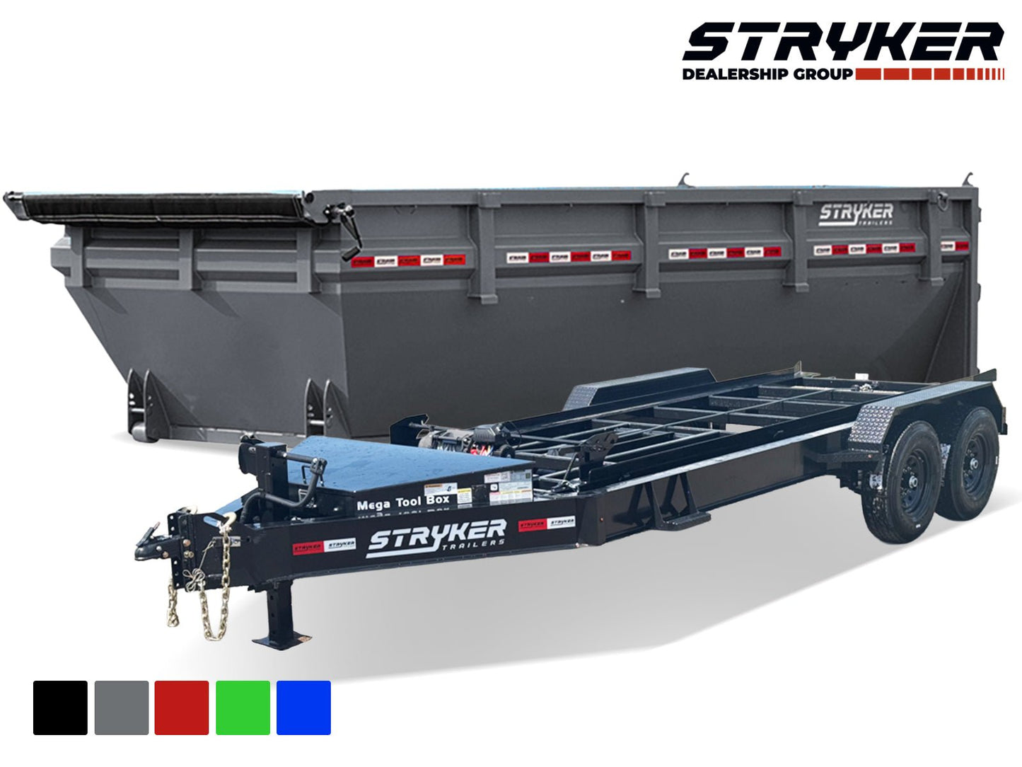 Stryker 16' BP Roll off Bundle (2) 7k Axles + Bin w/ 4' Walls 2752 - A - Stryker Dealership Group
