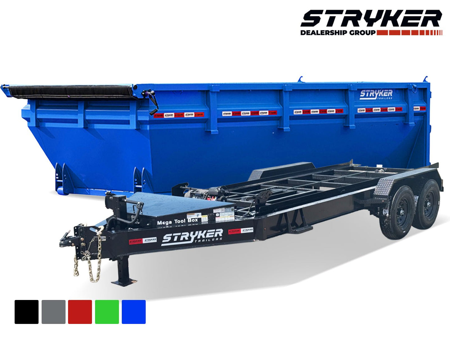 Stryker 16' BP Roll off Bundle (2) 7k Axles + Bin w/ 4' Walls 2752 - A - Stryker Dealership Group