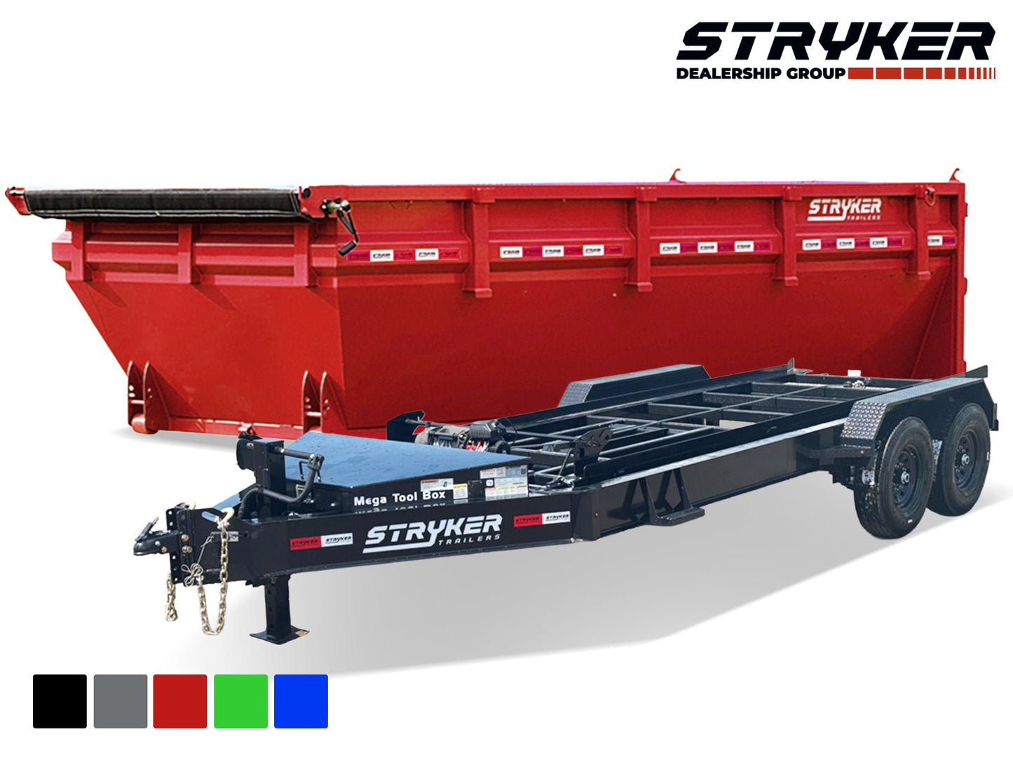 Stryker 16' BP Roll off Bundle (2) 7k Axles + Bin w/ 4' Walls 2752 - A - Stryker Dealership Group