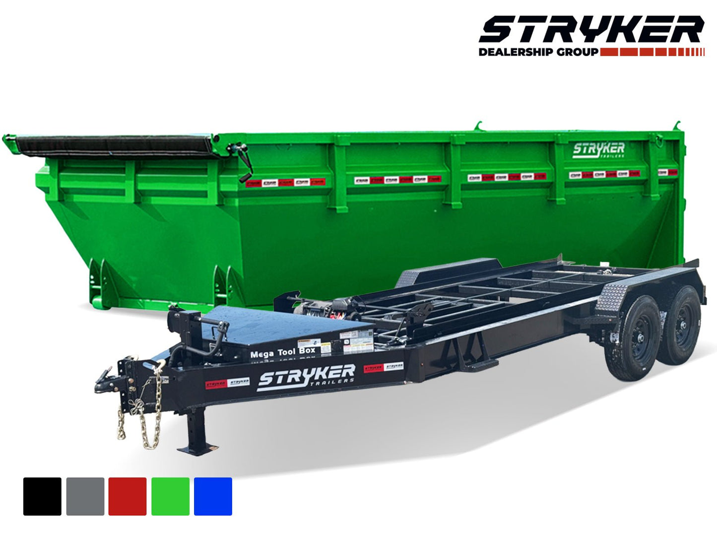 Stryker 16' BP Roll off Bundle (2) 7k Axles + Bin w/ 4' Walls 2752 - A - Stryker Dealership Group