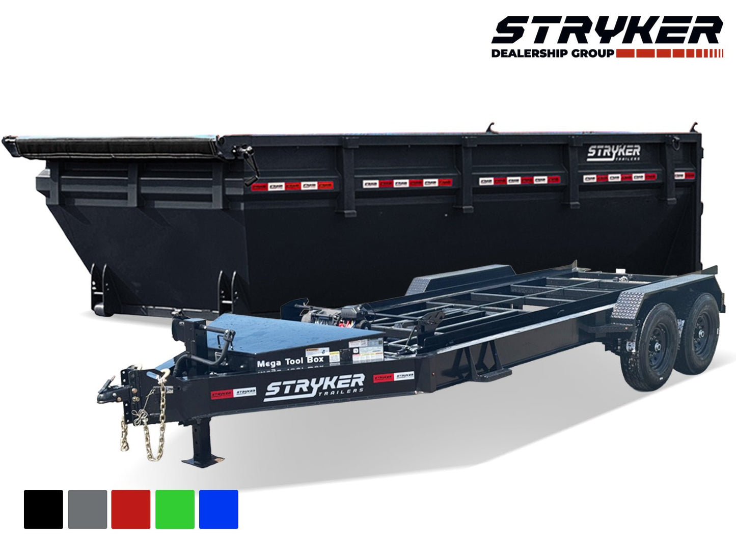Stryker 16' BP Roll off Bundle (2) 7k Axles + Bin w/ 4' Walls 2752 - A - Stryker Dealership Group