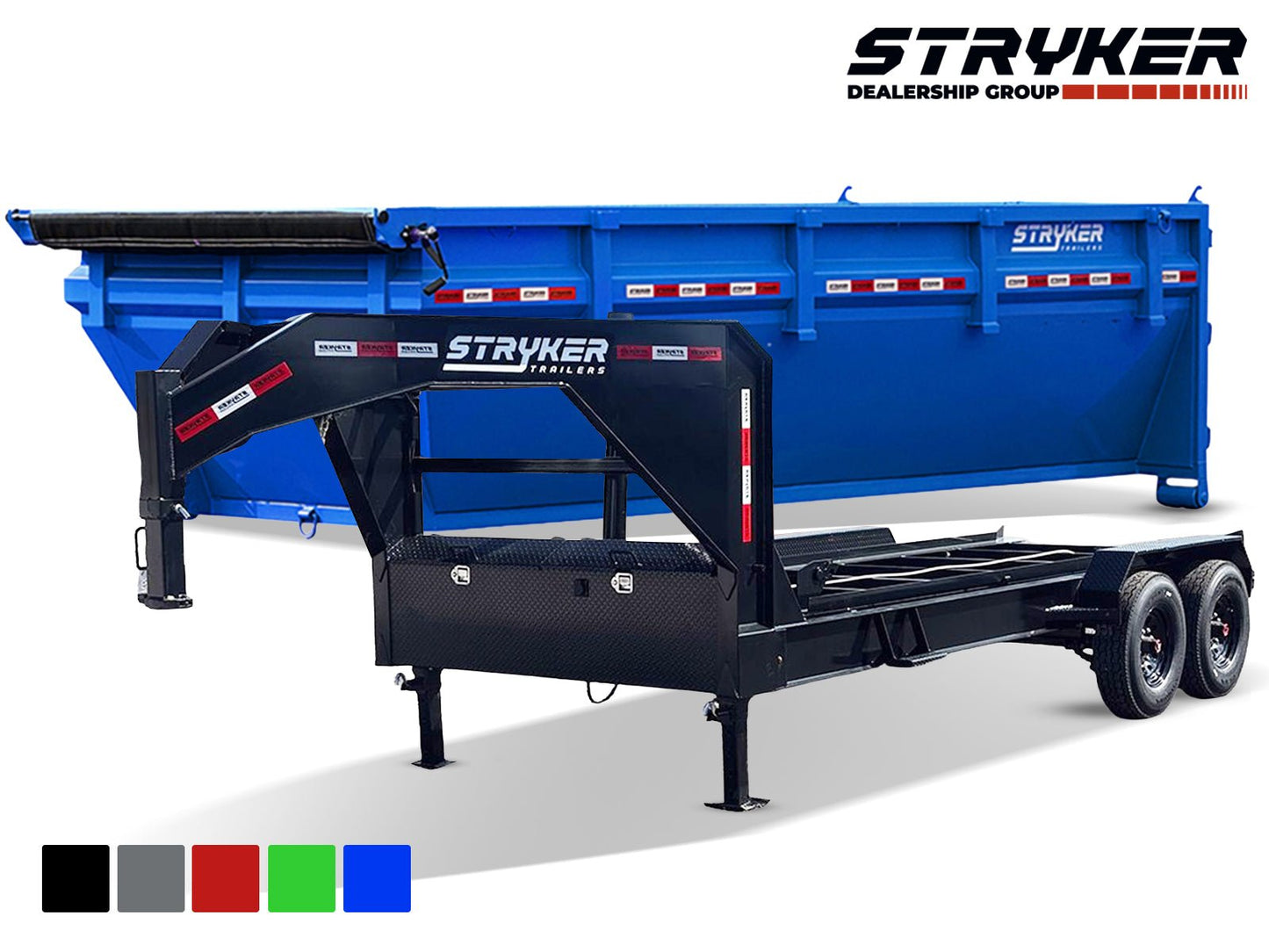 Stryker 16' GN Roll Off Bundle (2) 8k Axles + Bin 4' Walls 1GN168 - Stryker Dealership Group