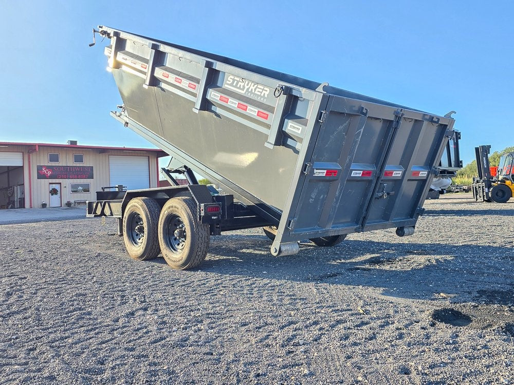 Stryker 14' BP Roll off Bundle (2) 7k Axles + 1 Bin w/ 4' Walls - Roll Off Packages - RO 14' Bumper Pull - Stryker Dealership Group