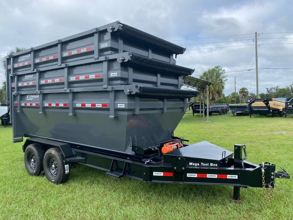 Stryker 14' BP Roll off Bundle (2) 7k Axles + 3 Bins w/ 4' Walls - Roll Off Packages/RO 14' Bumper Pull - Stryker Dealership Group