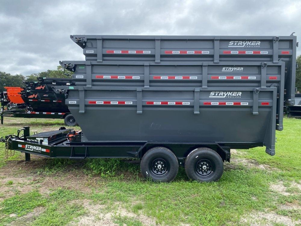 Stryker 14' BP Roll off Bundle (2) 7k Axles + 3 Bins w/ 4' Walls - Roll Off Packages/RO 14' Bumper Pull - Stryker Dealership Group