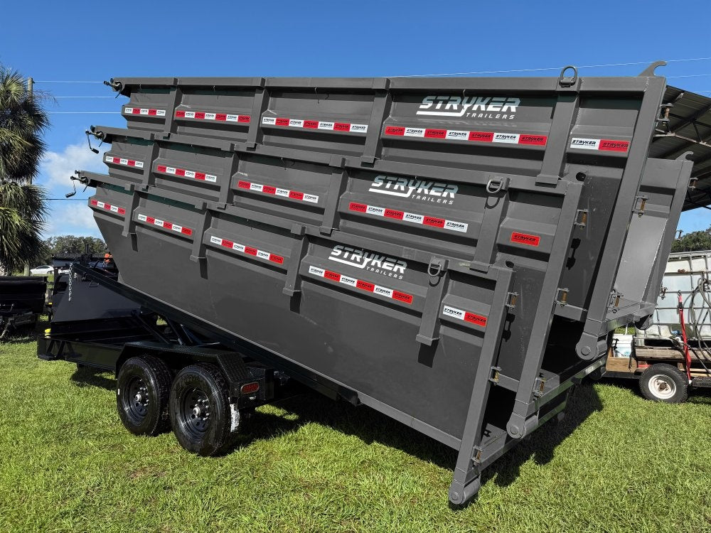 Stryker 16' BP Roll off Bundle (2) 7k Axles + 3 Bins w/ 4' Walls - Roll Off Packages/RO 16' Bumper Pull - Stryker Dealership Group