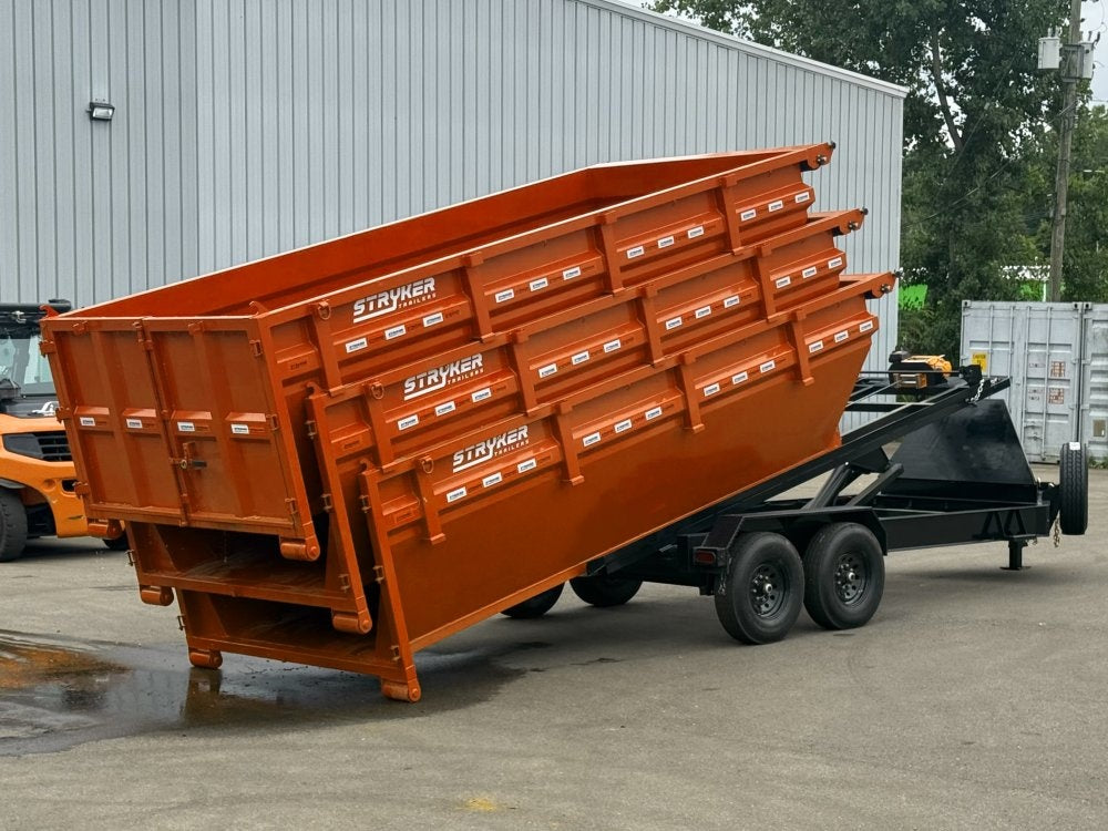 Stryker 16' BP Roll off Bundle (2) 7k Axles + 3 Bins w/ 4' Walls - Roll Off Packages/RO 16' Bumper Pull - Stryker Dealership Group