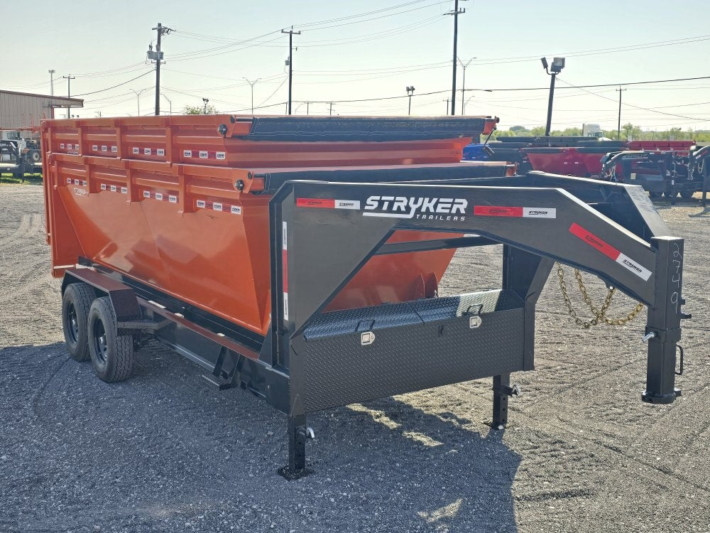 Stryker 16' GN Roll Off Bundle (2) 7k Axles + 2 Bins w/ 4' Walls - Roll Off Base Trailer/RO 16' Gooseneck - Stryker Dealership Group