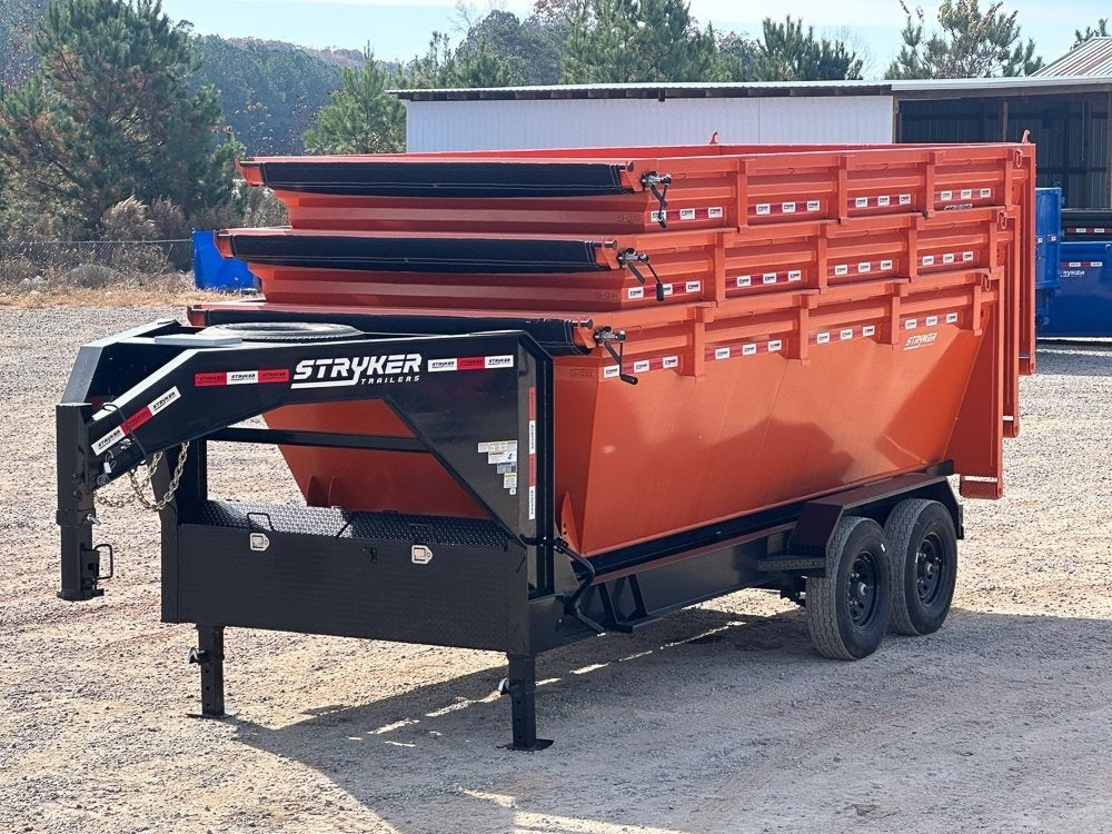 Stryker 16' GN Roll off Bundle (2) 7k Axles + 3 Bins w/ 4' Walls - Roll Off Packages - RO 16' Gooseneck - Stryker Dealership Group