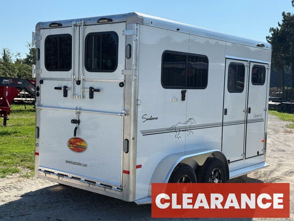 Sundowner 2 Horse Charter SE - White - (2) 3500lb Axles - 2 Horse - Horse Trailers - Stryker Dealership Group
