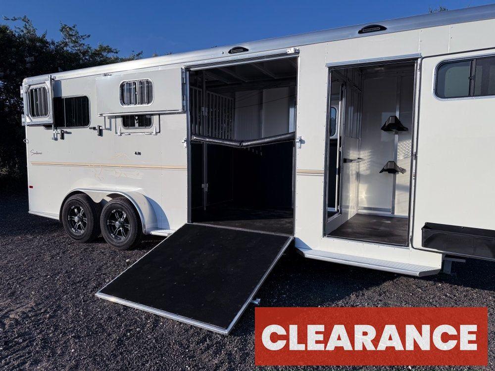 Sundowner Charter SE 2+1 Gooseneck Straight Load - White w/Stainless Nose (2) 5,200lb Axles - Side R - 2 Horse - Horse Trailers - Stryker Dealership Group