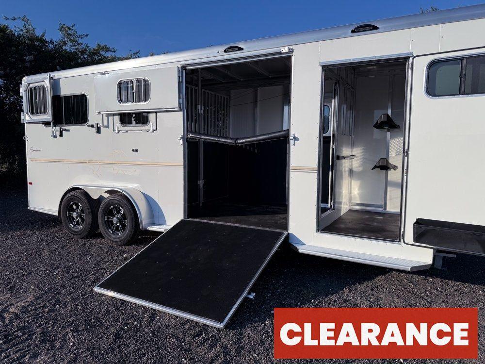 Sundowner Charter SE 2+1 Gooseneck Straight Load - White w/Stainless Nose (2) 5,200lb Axles - Side R - 2 Horse - Horse Trailers - Stryker Dealership Group
