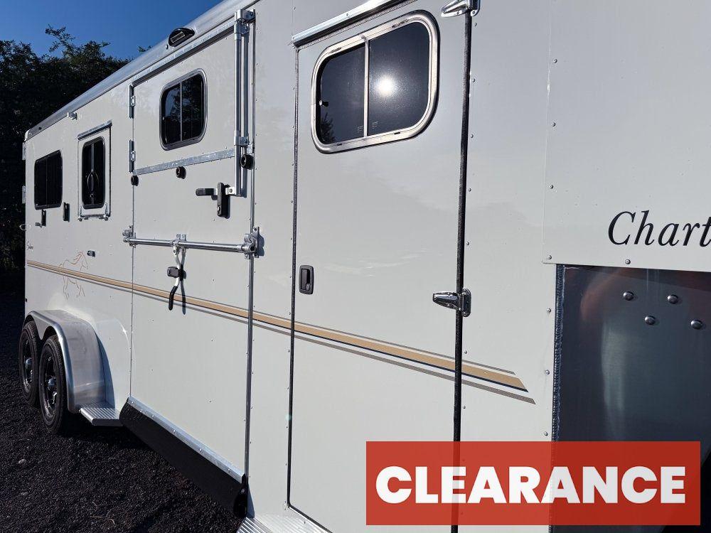 Sundowner Charter SE 2+1 Gooseneck Straight Load - White w/Stainless Nose (2) 5,200lb Axles - Side R - 2 Horse - Horse Trailers - Stryker Dealership Group