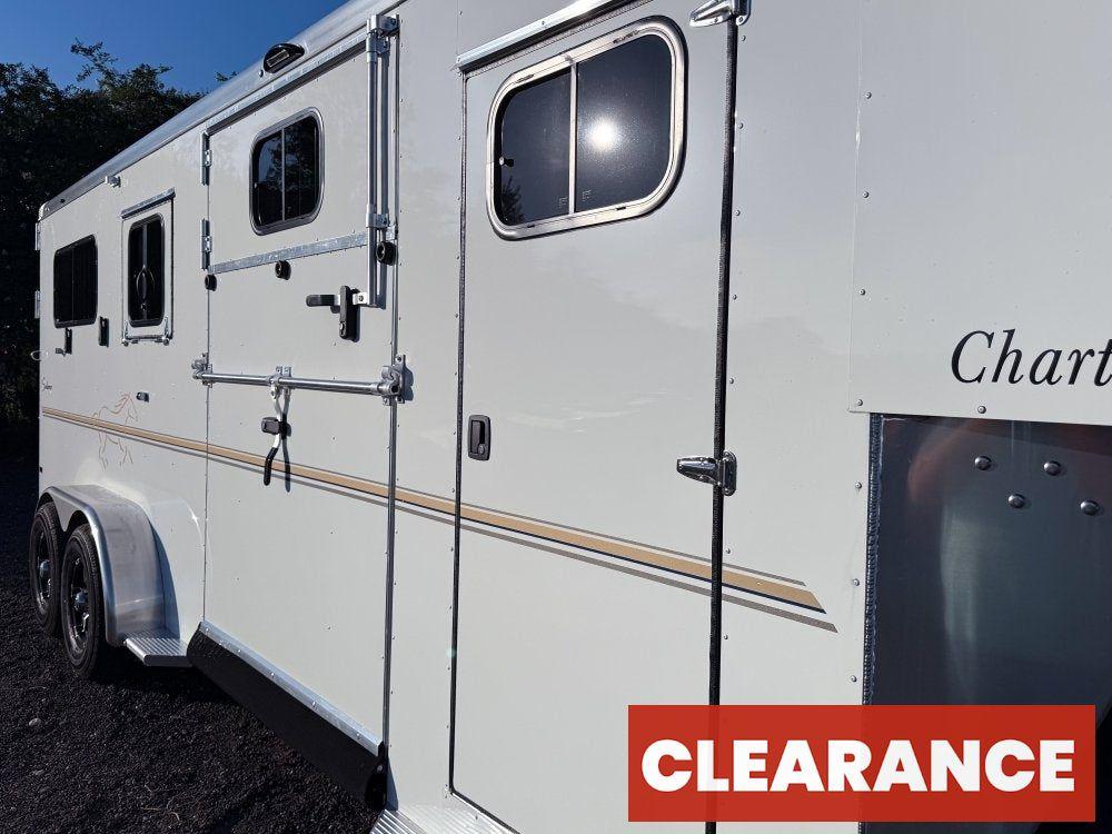 Sundowner Charter SE 2+1 Gooseneck Straight Load - White w/Stainless Nose (2) 5,200lb Axles - Side R - 2 Horse - Horse Trailers - Stryker Dealership Group