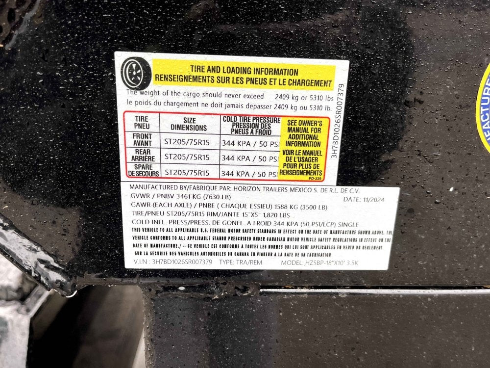 10' HZ5 Dump Trailer 3.5K Axle 18" Side Walls 7379 - Stryker Dealership Group