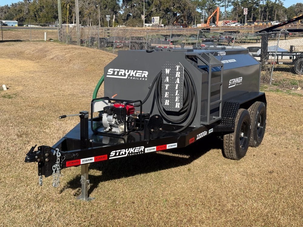 1000 Gallon Water Tank Trailer with Pump and Hose 004575 - Stryker Dealership Group