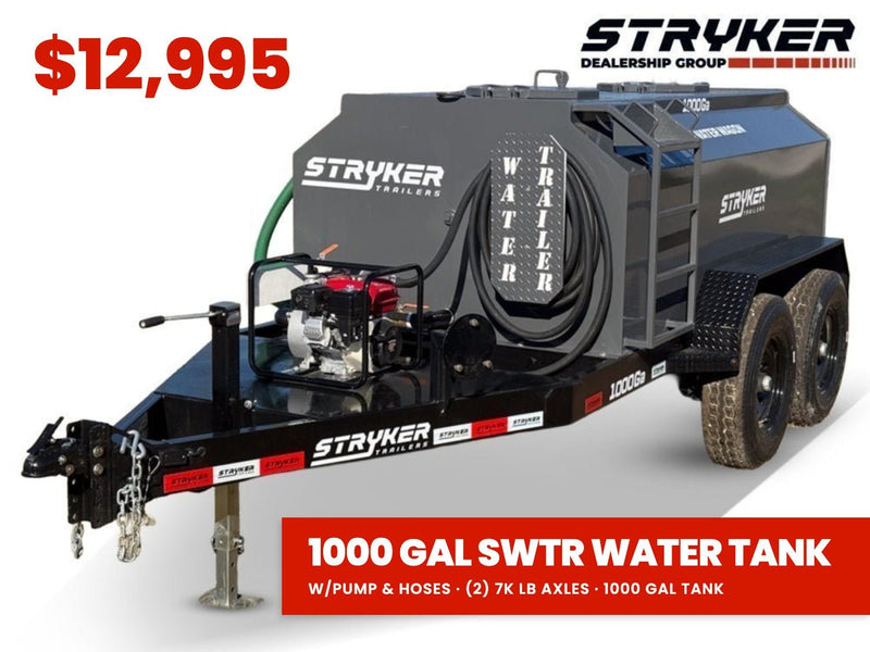 1000 Gallon Water Tank Trailer with Pump and Hose E5-4A0 - Stryker Dealership Group