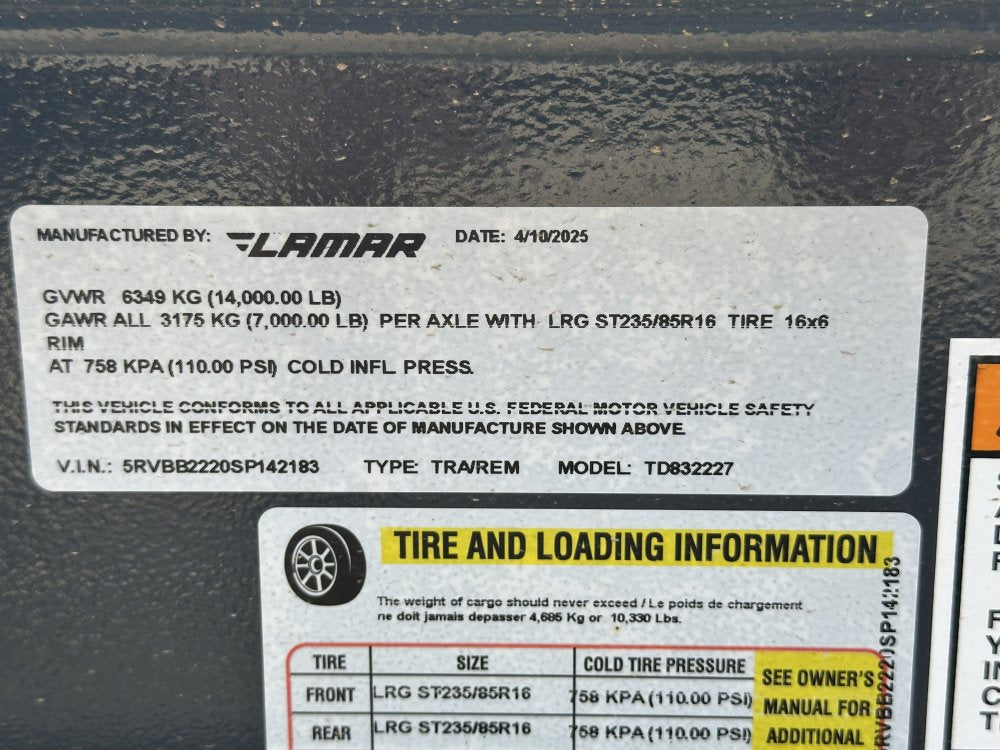 22' Tilt Trailer Lamar (2) 7K Axles 14K GVWR 10K Payload 142183