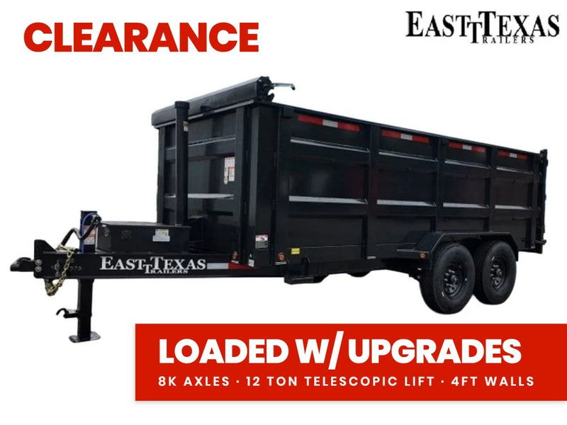 16' East Texas Bumper Pull Dump Trailer 48" Side Walls - (2) 8k Axles 047576