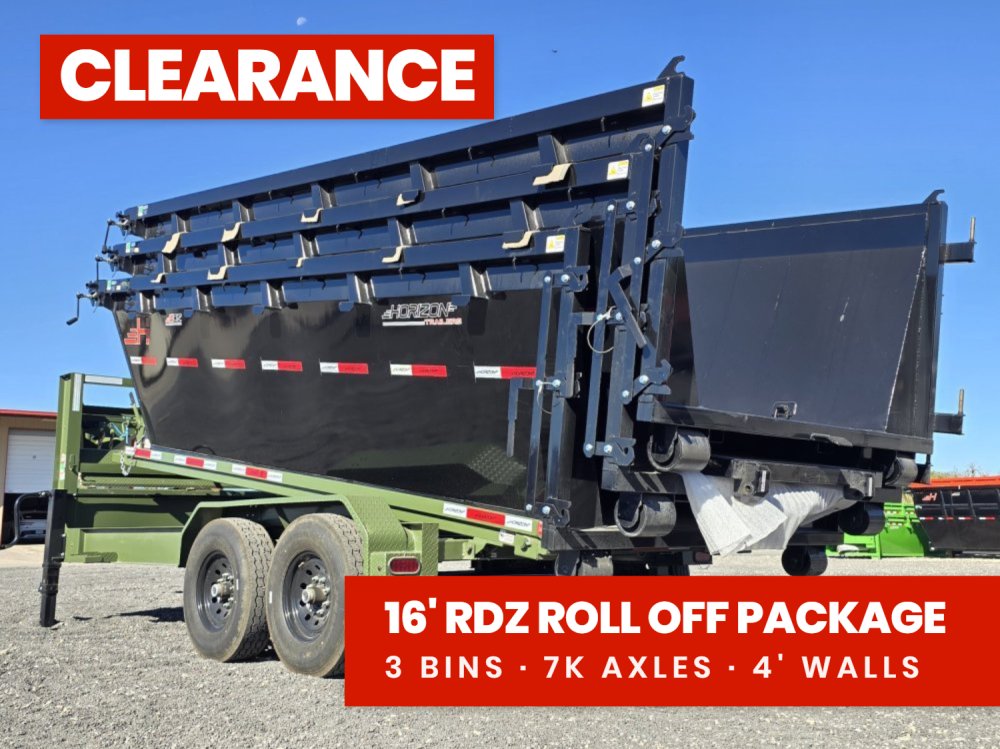Horizon 16' RDZ GN Roll off Bundle (2) 7k Axles + 3 Bins w/ 4' Walls 007410