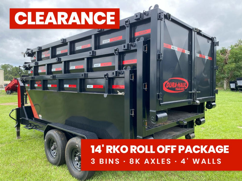 Dura Haul 14' GN Roll off Bundle (2) 8k Axles + 3 Bins w/ 4' Walls 10104