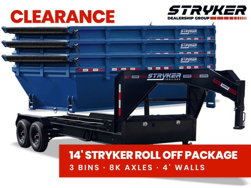 Stryker 14' GN Roll off Bundle (2) 8k Axles + 3 Bins w/ 4' Walls 003913