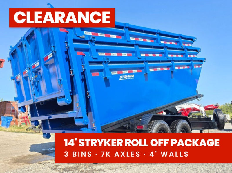 Stryker 14' BP Roll off Bundle (2) 7k Axles + 3 Bins w/ 4' Walls 003963