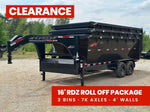Horizon 16' RDZ GN Roll off Bundle (2) 7k Axles + 3 Bins w/ 4' Walls 3892-A