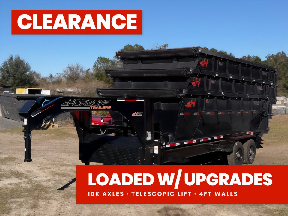 Horizon 20' HRD GN Roll off Bundle (2) 10k Axles + 3 Bins w/ 4' Walls 3303-A