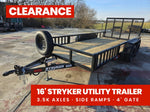 16' Utility Trailer (2) 3.5K Axles, 77" Wide, Side Ramps and 4' Gate 3763