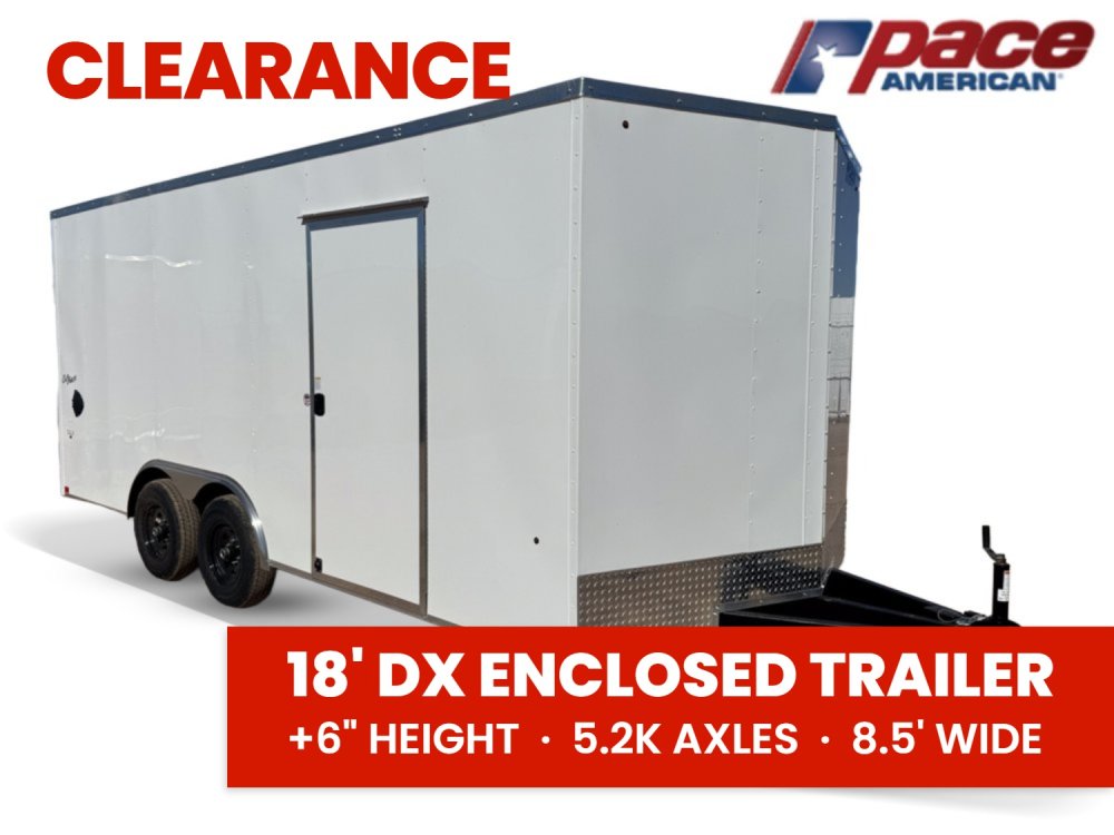 8.5 x 18 Outback DLX Flat Top V Nose Car Hauler - (2) 5200 lbs Axles 137696
